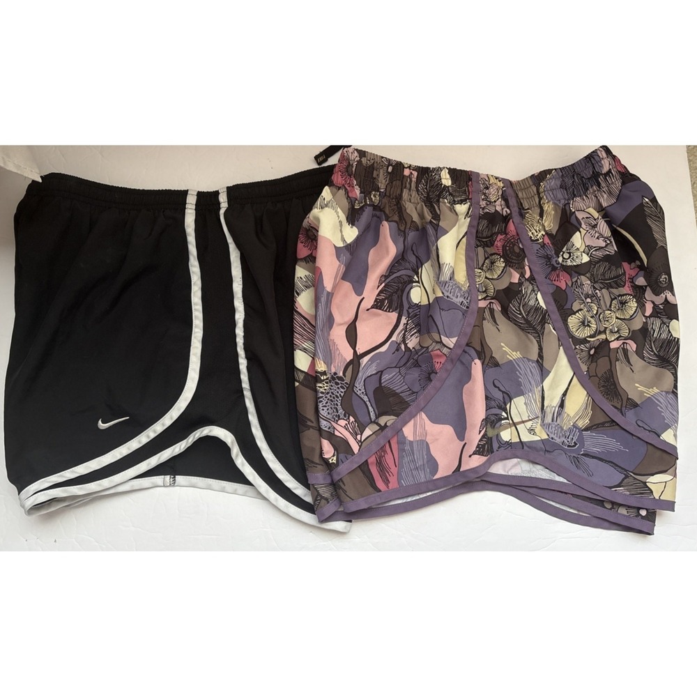 Nike Short Womens Tempo Running Lined Black Purple Mushrooms Floral Lot of 2 M